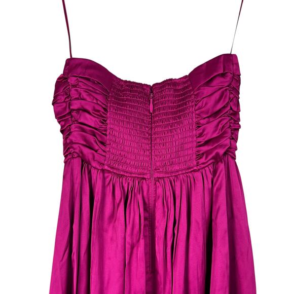 Abercrombie Emerson Ruched Strapless Pink Magenta Midi Dress NWT - Picture 7 of 10